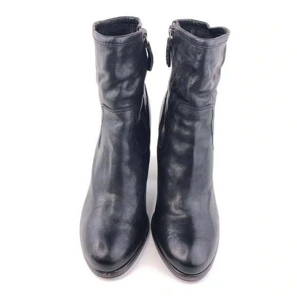 Frye Patty Artisan Zip Black Leather Ankle Boots 10M